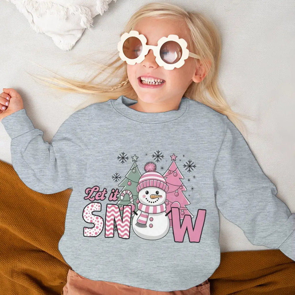 Let It Snow Sweatshirt Gift for Girls Snowflake Christmas Sweater Holiday Hoodie Winter Lover Xmas Party Gift Child Girl Clothes