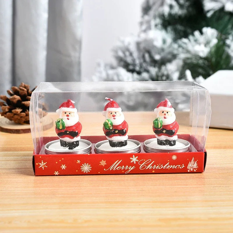 Mini Xmas Candles Navidad New Year Gifts Christmas Candles Santa Claus Snowmen Tin Cans Candle Christmas Decorations for Home
