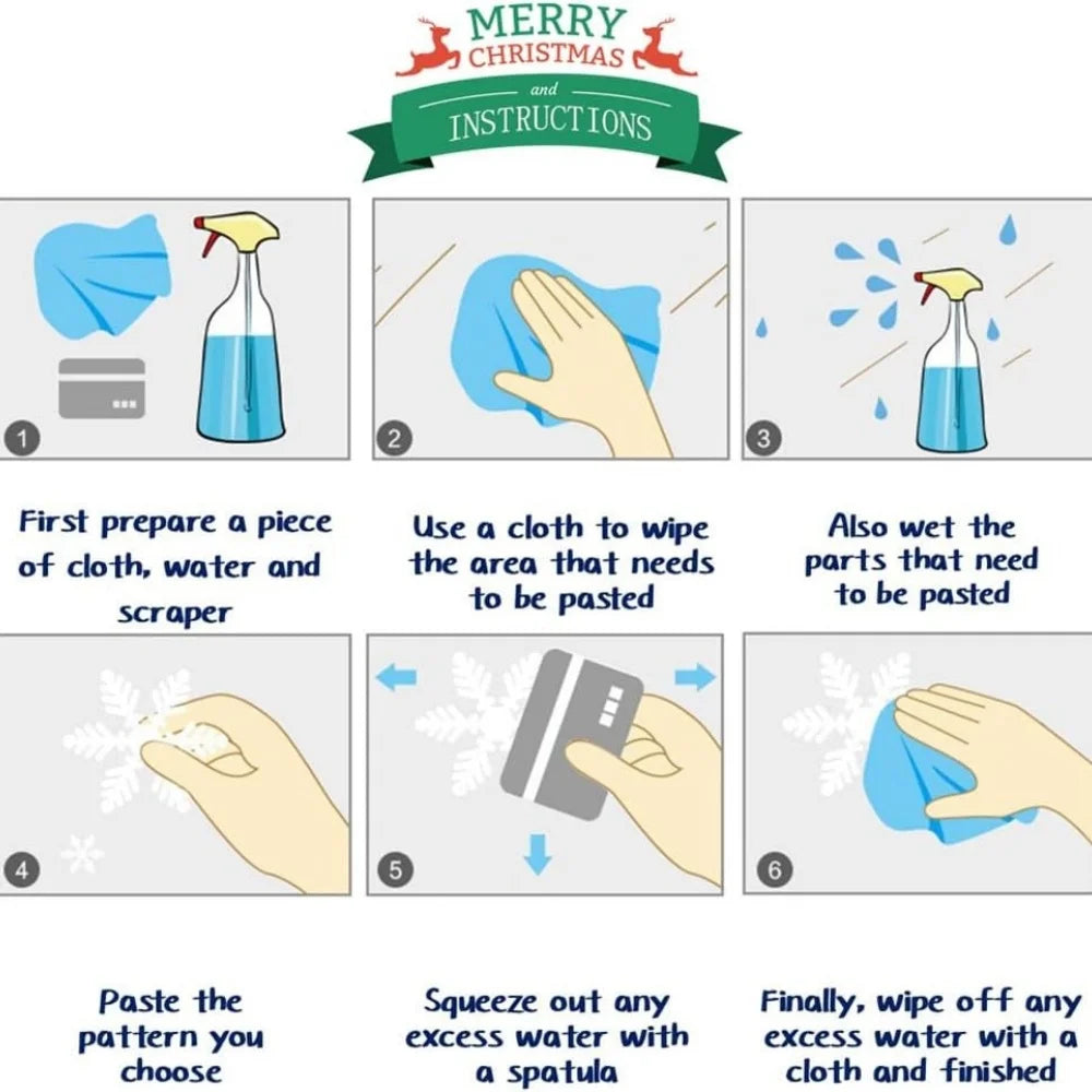 Christmas Window Clings Cute Xmas Decorations for Winter Holiday Home Party Santa Reindeer Snowman Snowflake Stickers for Glass