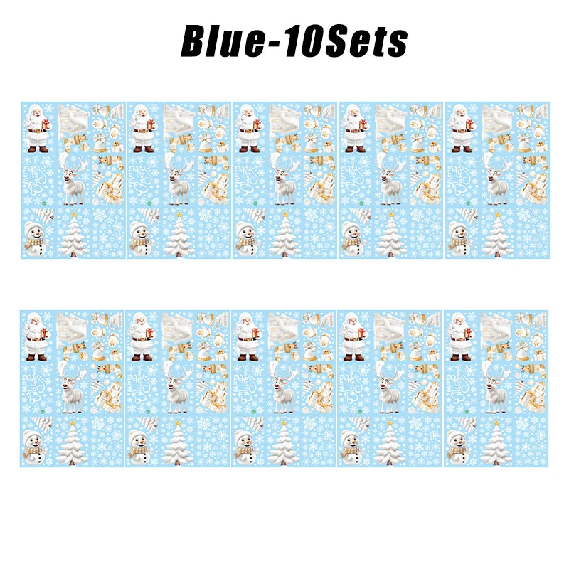 Christmas Window Clings Stickers Reusable Xmas Window Decals Santa electrostatic adsorption Window Decor for Party Decor