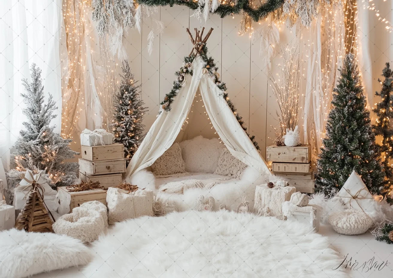 Merry Christmas Photography Background Indoor Scene For Child Portrait Photocall Banner Xmas Windows Fireplace Decor Backdrops