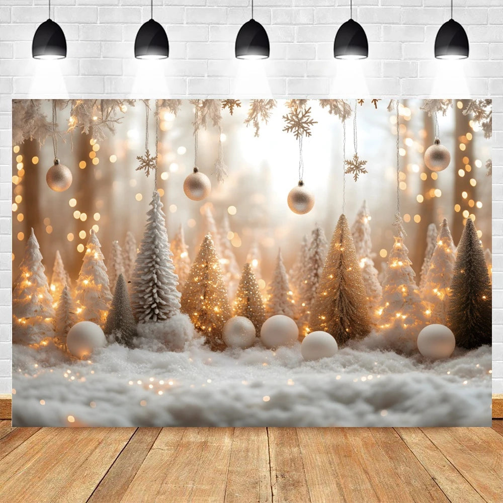 Christmas Photography Background White Christmas Balloon Pine Tree Xmas Party Kids Family Portrait Decor Backdrop Photo Studio