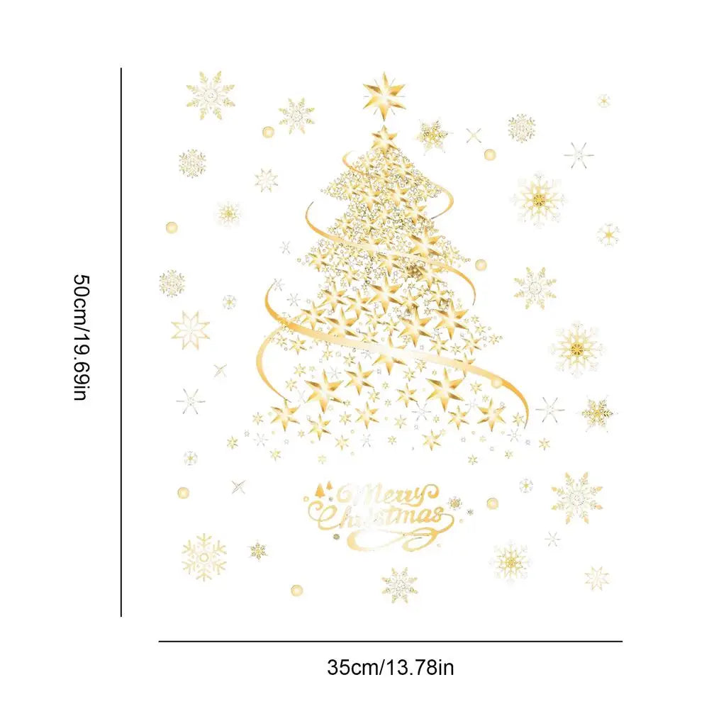 Christmas Tree Design Window Clings - 2 Sheets Reusable Static Decals Removable Holiday Decals for Home Door, Mirror & Wall