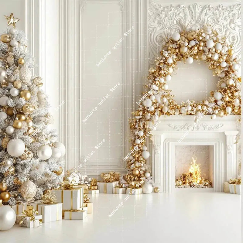 Christmas Celebration Photography Background Winter Window Glitter Xmas Tree Kids Family Portrait Decor Backdrop Photo Studio