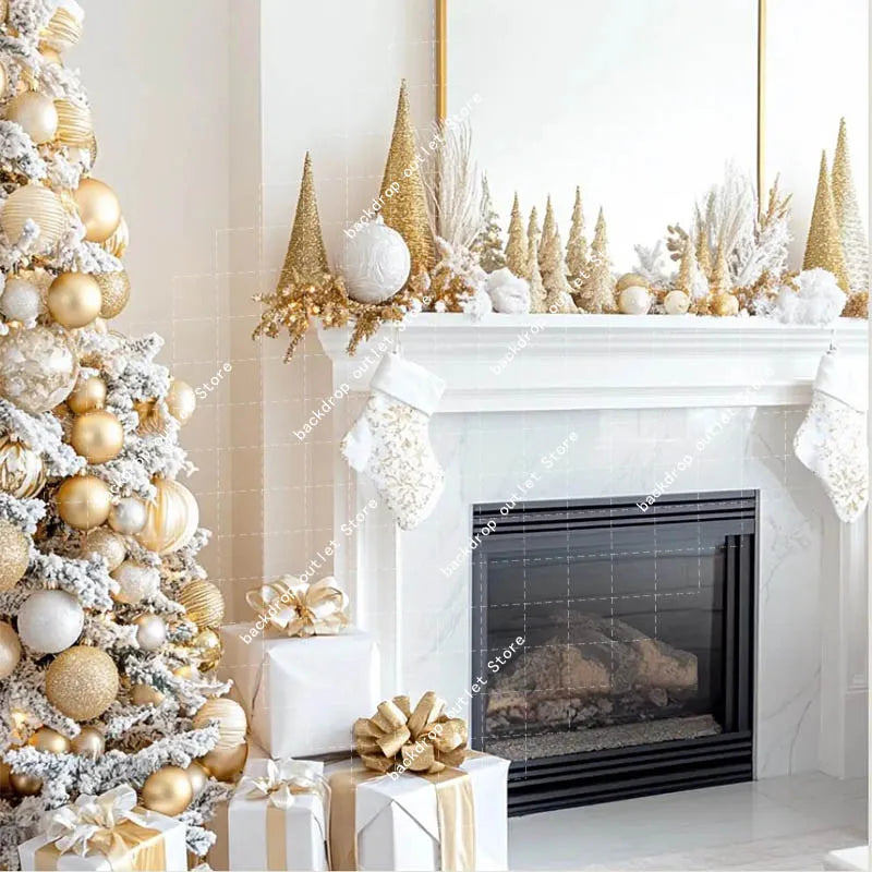 Christmas Celebration Photography Background Winter Window Glitter Xmas Tree Kids Family Portrait Decor Backdrop Photo Studio