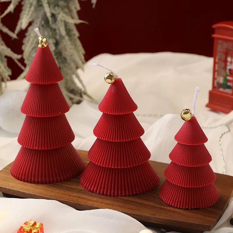 Christmas Tree Candle for Festive Decor  Red Green Home Decorative Candle for Holiday Celebrations New Year's Decor