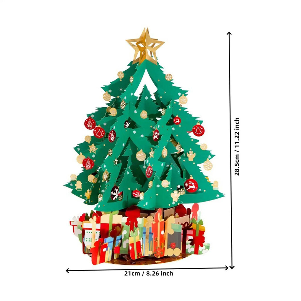 Merry Christmas Cards Christmas Tree Winter Gift Pop-Up Cards Christmas Decoration Stickers Laser Cut New Year Greeting Cards