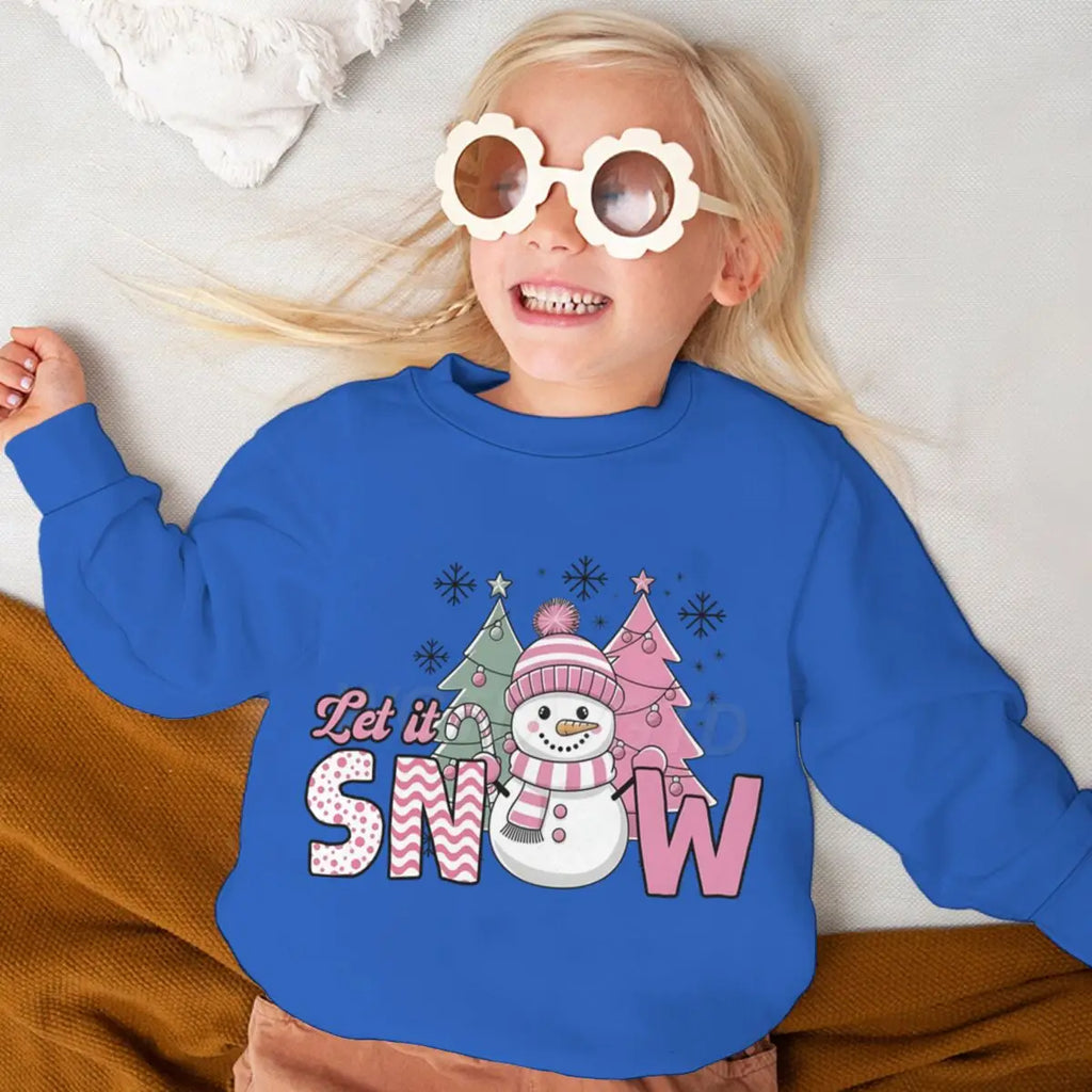 Let It Snow Sweatshirt Gift for Girls Snowflake Christmas Sweater Holiday Hoodie Winter Lover Xmas Party Gift Child Girl Clothes