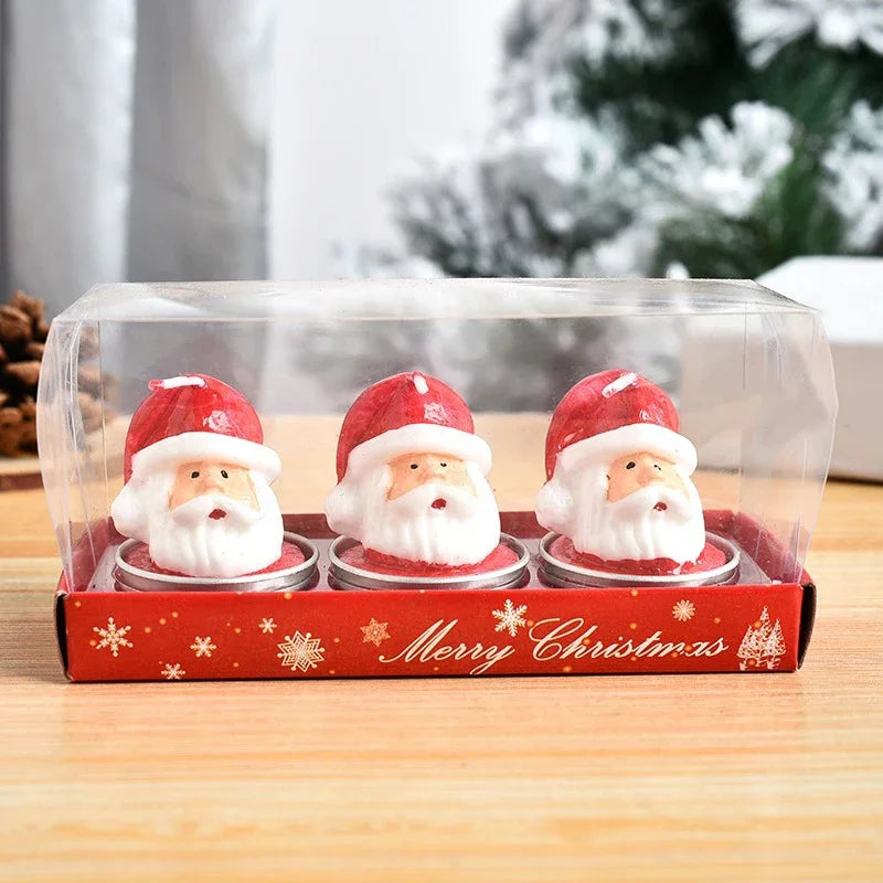Mini Xmas Candles Navidad New Year Gifts Christmas Candles Santa Claus Snowmen Tin Cans Candle Christmas Decorations for Home