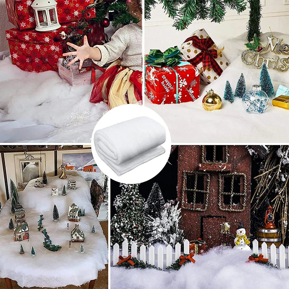 Artificial Christmas Snow Roll Snow Blanket Christmas Decoration Fake Snow Cotton Carpet White Snow Mat for Xmas Tree Home Party