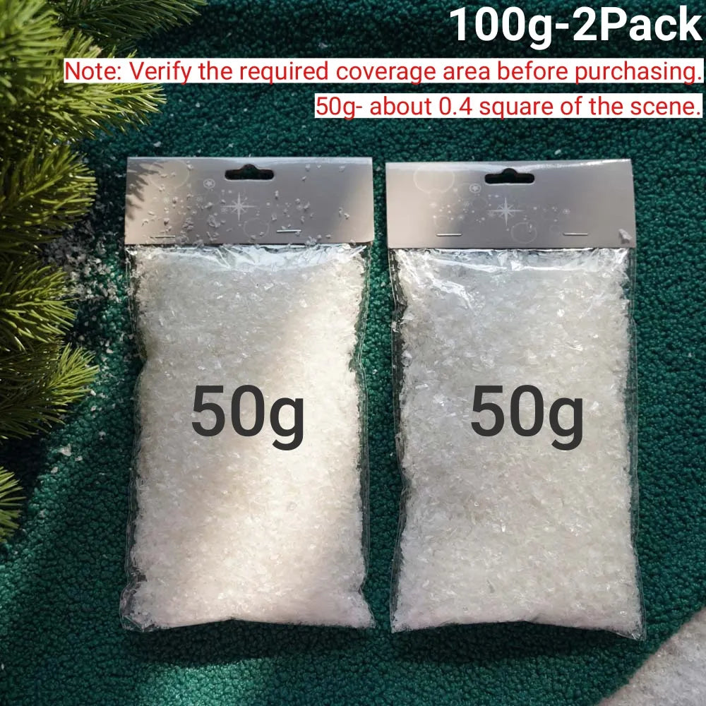 50g/100g Christmas Snow Decoration White Shiny Artificial Snow Acrylic Snow for Christmas Scene Decoration Fake Snow Decoration