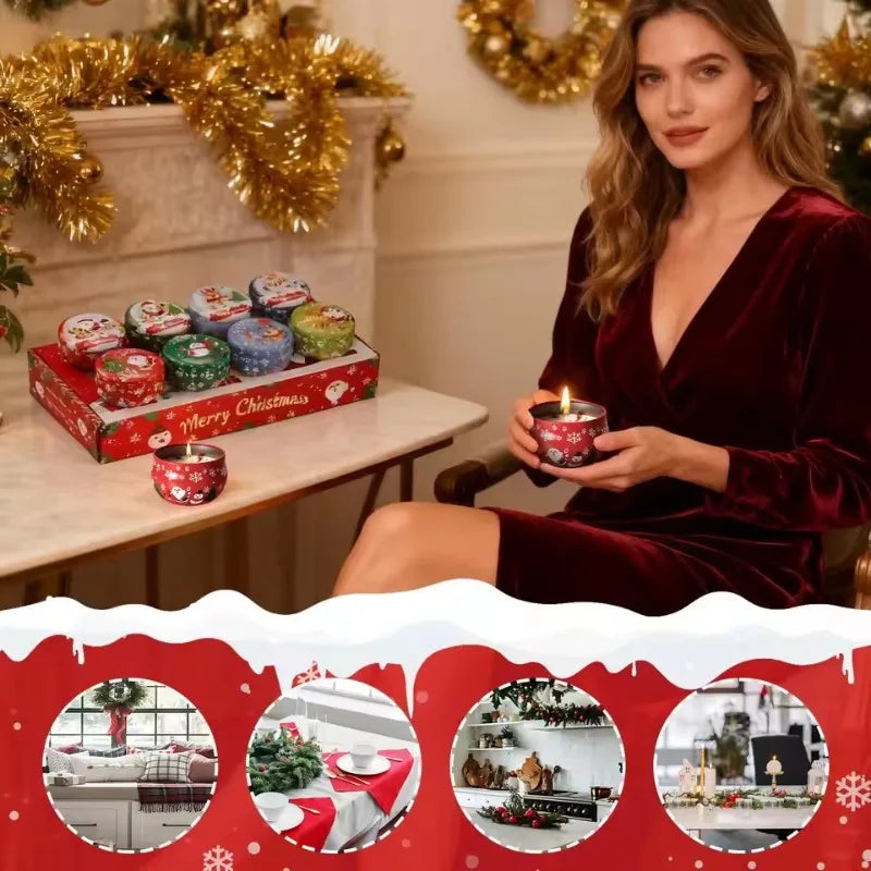 Holiday Decor 8-Piece Christmas Candles:Scented Decorative Candles – Ideal for Christmas Party, Family Gathering Relaxing Spaces