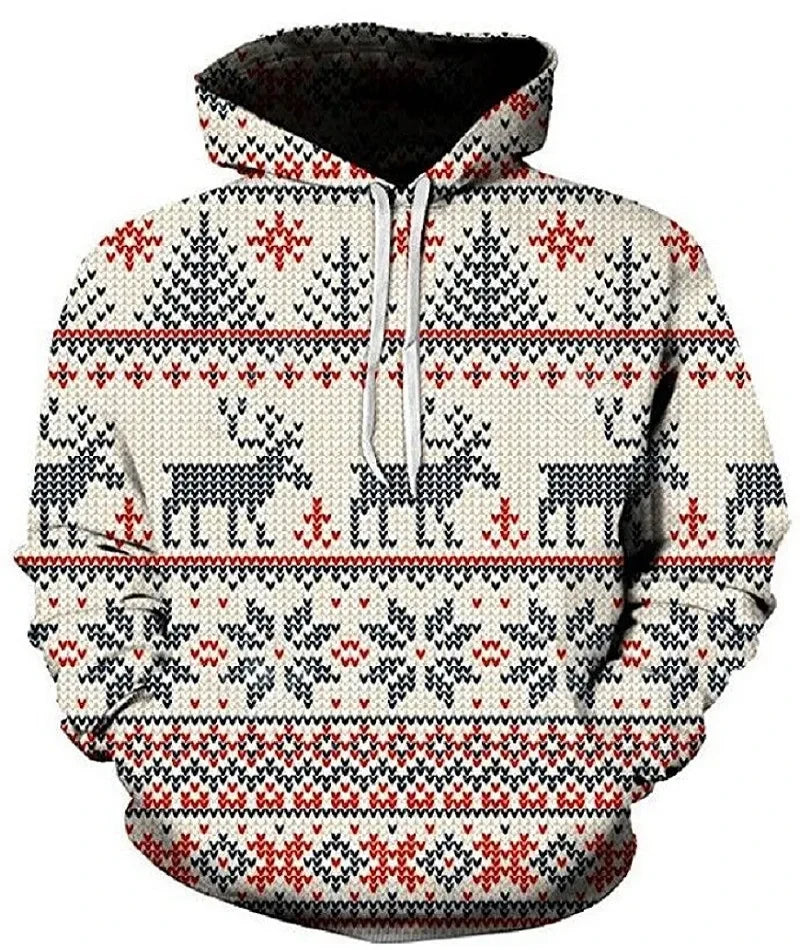 2026 Christmas Men's Hooded Sweatshirt 3d Print Long Sleeve Pullover Autumn Winter Festive hoodies Oversized For Men's Sweater