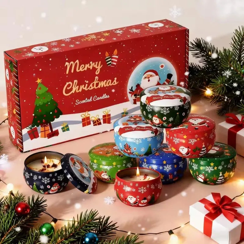 Holiday Decor 8-Piece Christmas Candles:Scented Decorative Candles – Ideal for Christmas Party, Family Gathering Relaxing Spaces