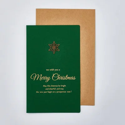 6Pcs Gold Embossed Chrismas Card Greeting Cards Merry Xmas Party Invitations Letter Greeting Cards with Envelope
