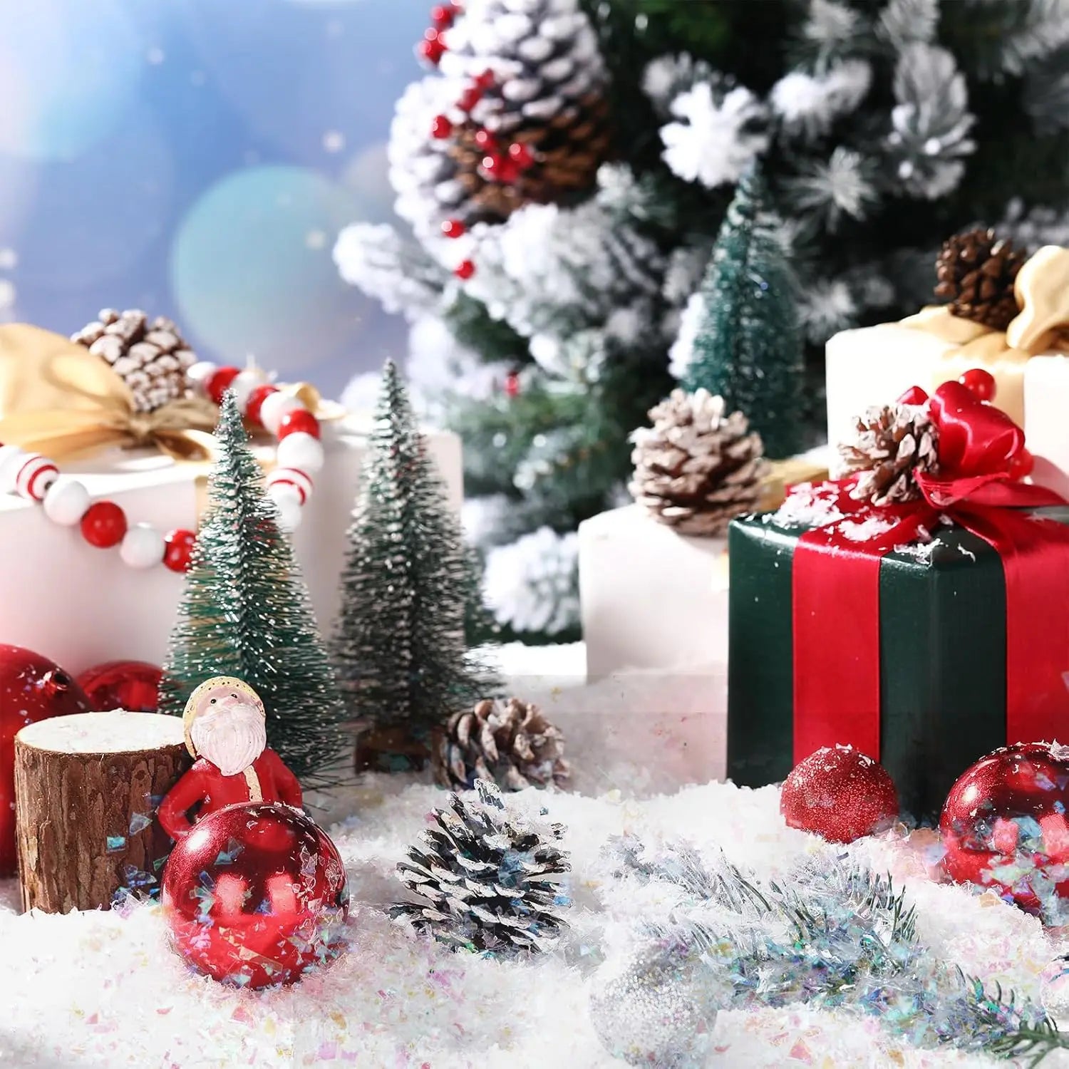 Winter Artificial Fake Snow Christmas Snow Powder Xmas Snowflake Decor for DIY Crafts Village Displays Props Holiday Supplies