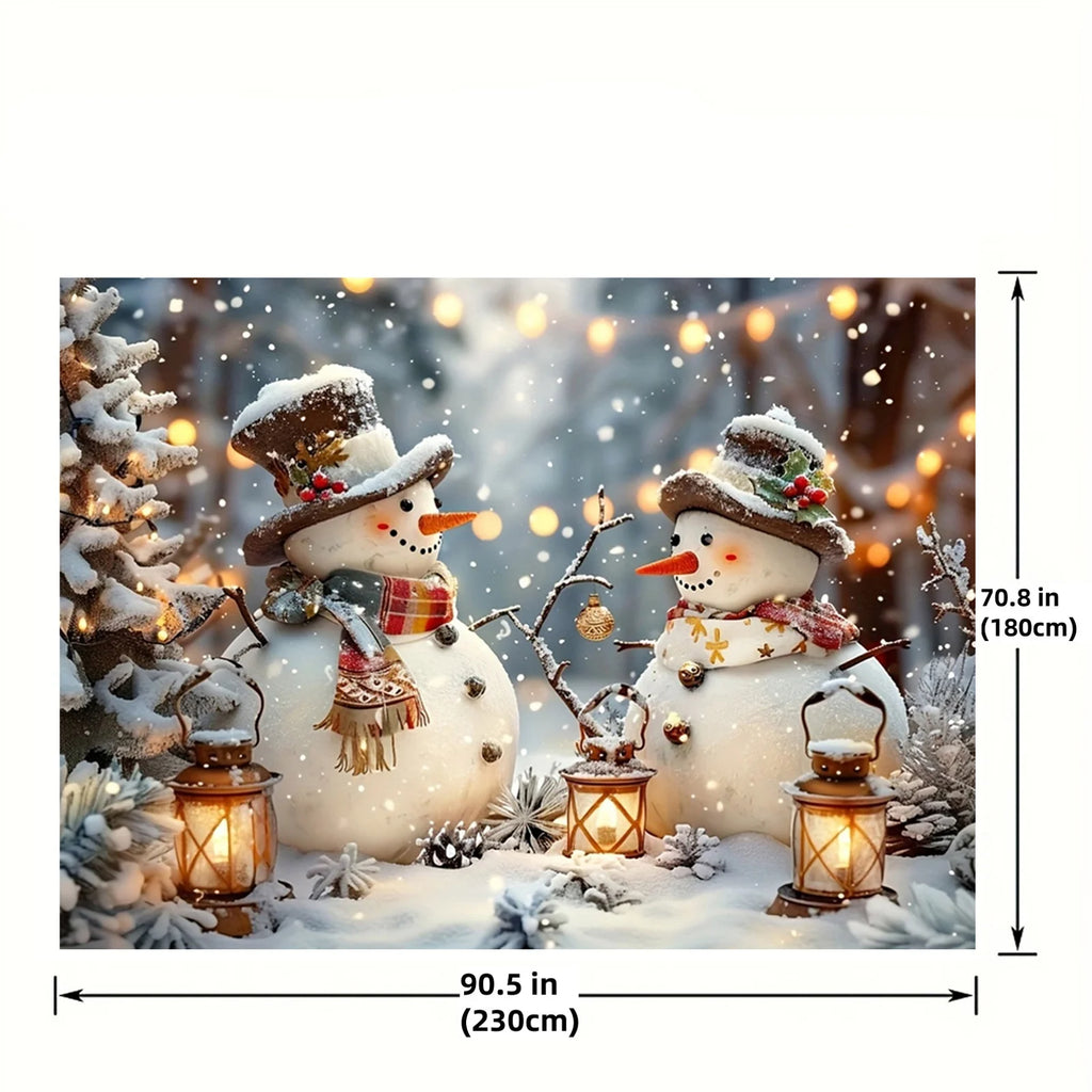 Christmas and Winter Wonderland Photography Background Snowman Pine and snowflake pattern background for parties and photos