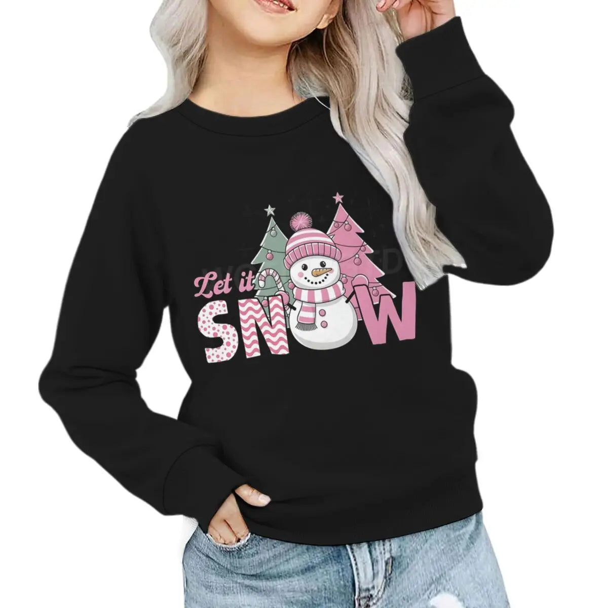 Let It Snow Sweatshirt Gift for Girls Snowflake Christmas Sweater Holiday Hoodie Winter Lover Xmas Party Gift Child Girl Clothes