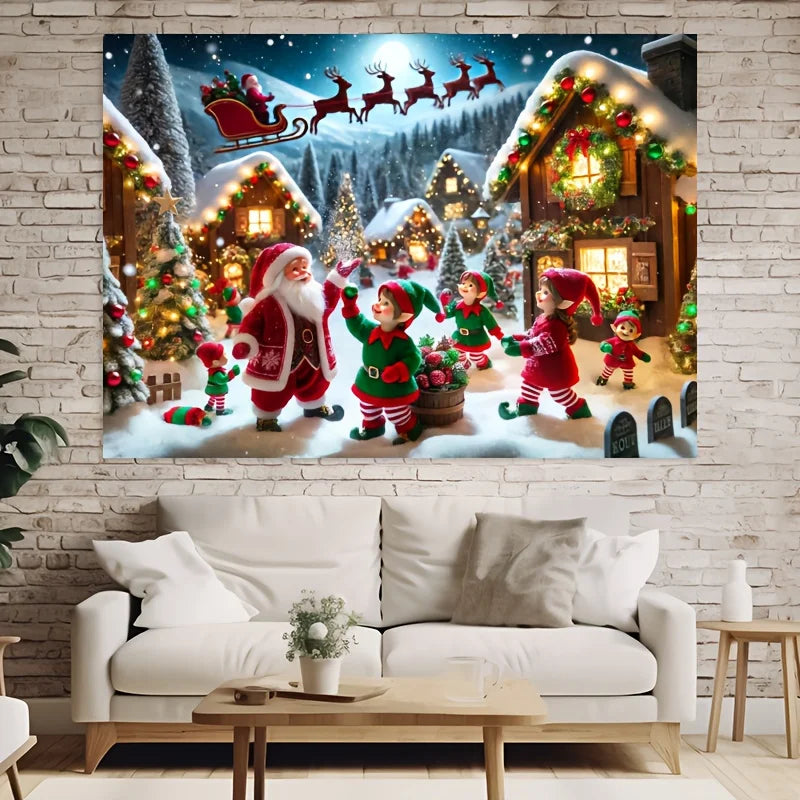 Santa Claus Village Christmas photography background - Polyester, studio shooting with a festive theme
