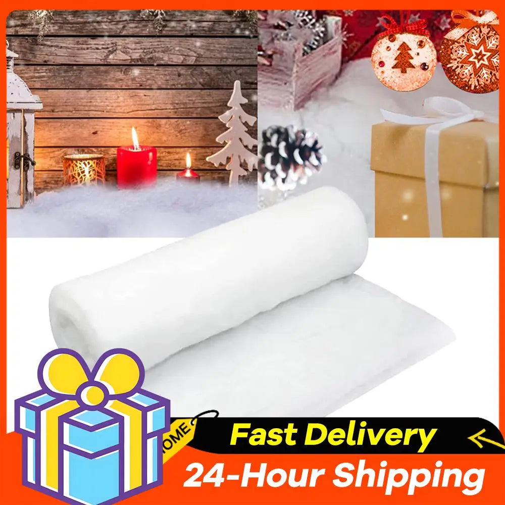 Artificial Christmas Snow Roll White Snow Mat Snow Blanket Soft Cotton Prop for Tree Xmas Village Backdrop Tree Decorations Mat