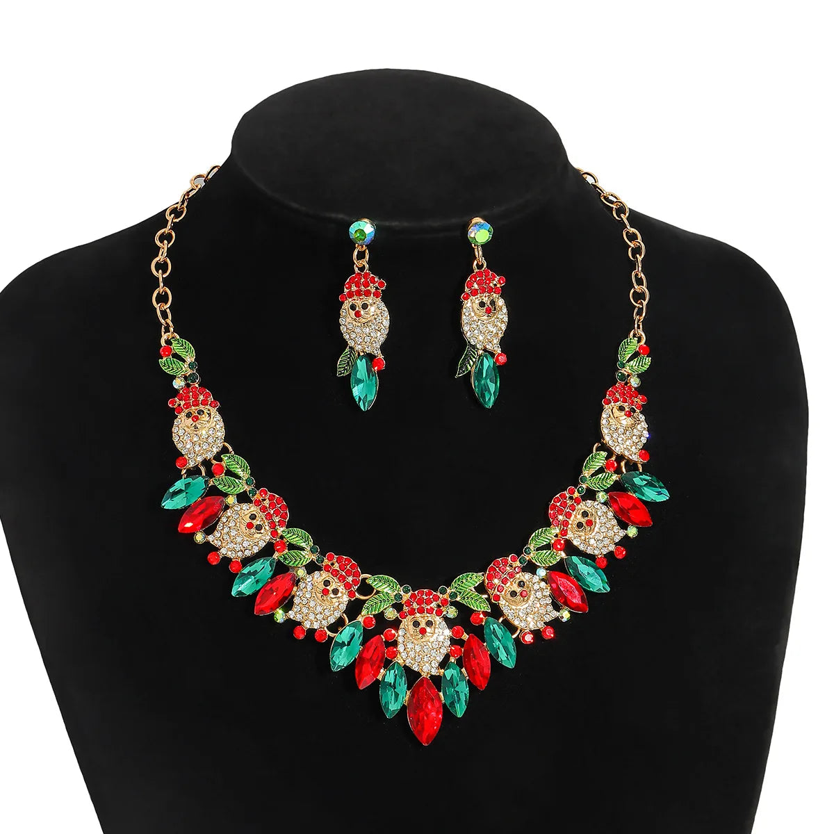 Fashion Christmas Santa Pearl & Rhinestone Jewelry Set | Perfect Gift for Women