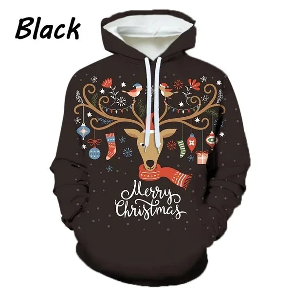 2026 Christmas Men's Hooded Sweatshirt 3d Print Long Sleeve Pullover Autumn Winter Festive hoodies Oversized For Men's Sweater