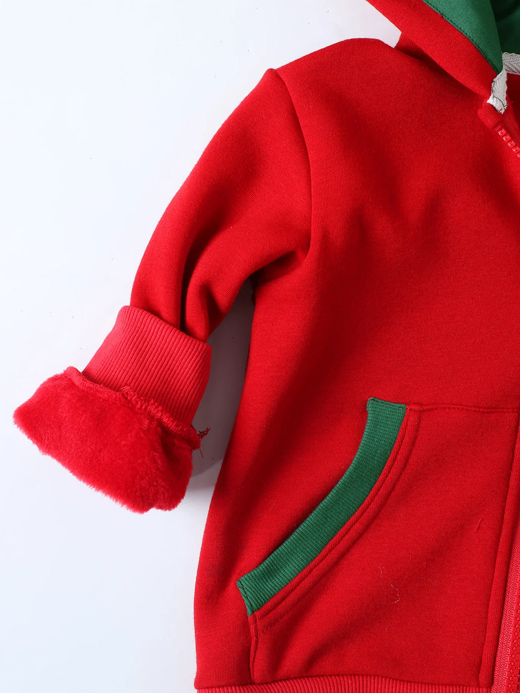 Christmas boy hooded sweatshirt with red snowflake print and pocket opening placket, outdoor casual autumn and winter sweatshirt