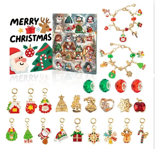 2028 Christmas Advent Jewelry Calendar Gift Box Holiday Crystal Bracelet Jewelry Set For Women Birthday Valentines