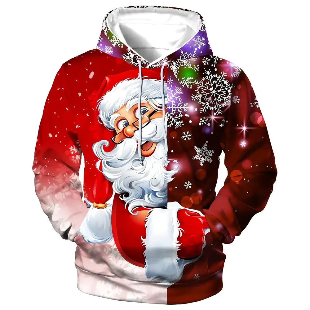 New Christmas Men's Hooded Sweatshirts New Year Fashion Sweatshirts Casual Streetwear Christmas-Print Sweatshirts Hooded Shirt