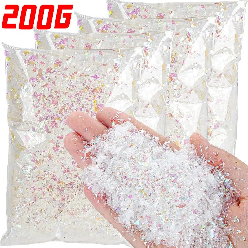 White Fake Snowflake Powder Artificial Christmas Snow DIY Xmas Tree New Year Party Scenery Decor Festive Village Display Prop