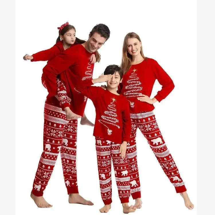 Xmas Family Look Pyjamas Santa Claus Print Christmas Pajamas Set Parent-child Matching Clothing Cute Soft Homewear Baby Romper