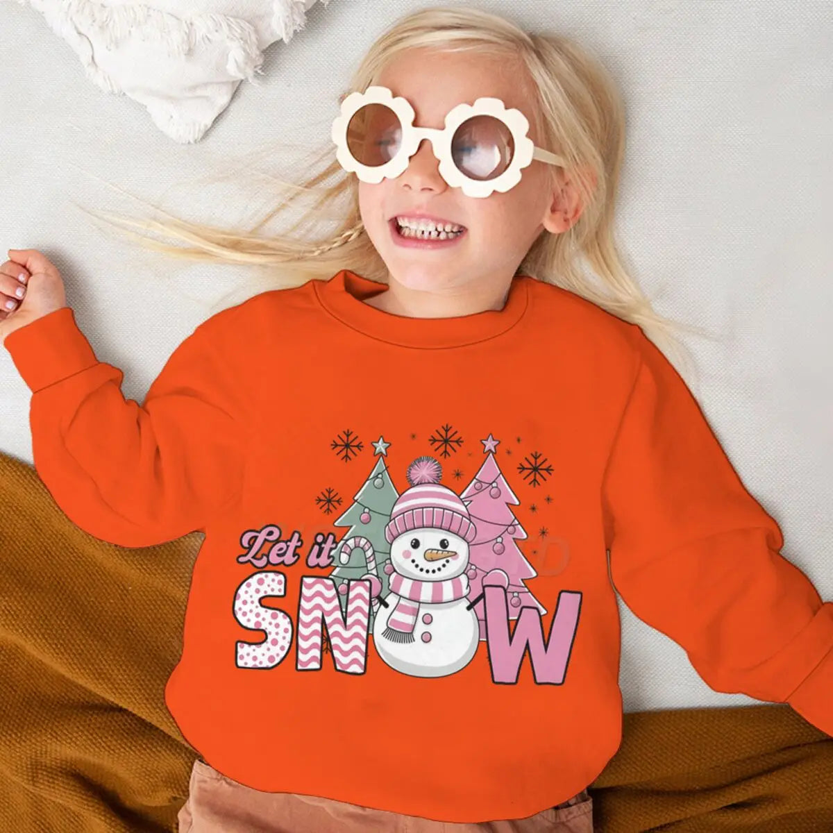 Let It Snow Sweatshirt Gift for Girls Snowflake Christmas Sweater Holiday Hoodie Winter Lover Xmas Party Gift Child Girl Clothes