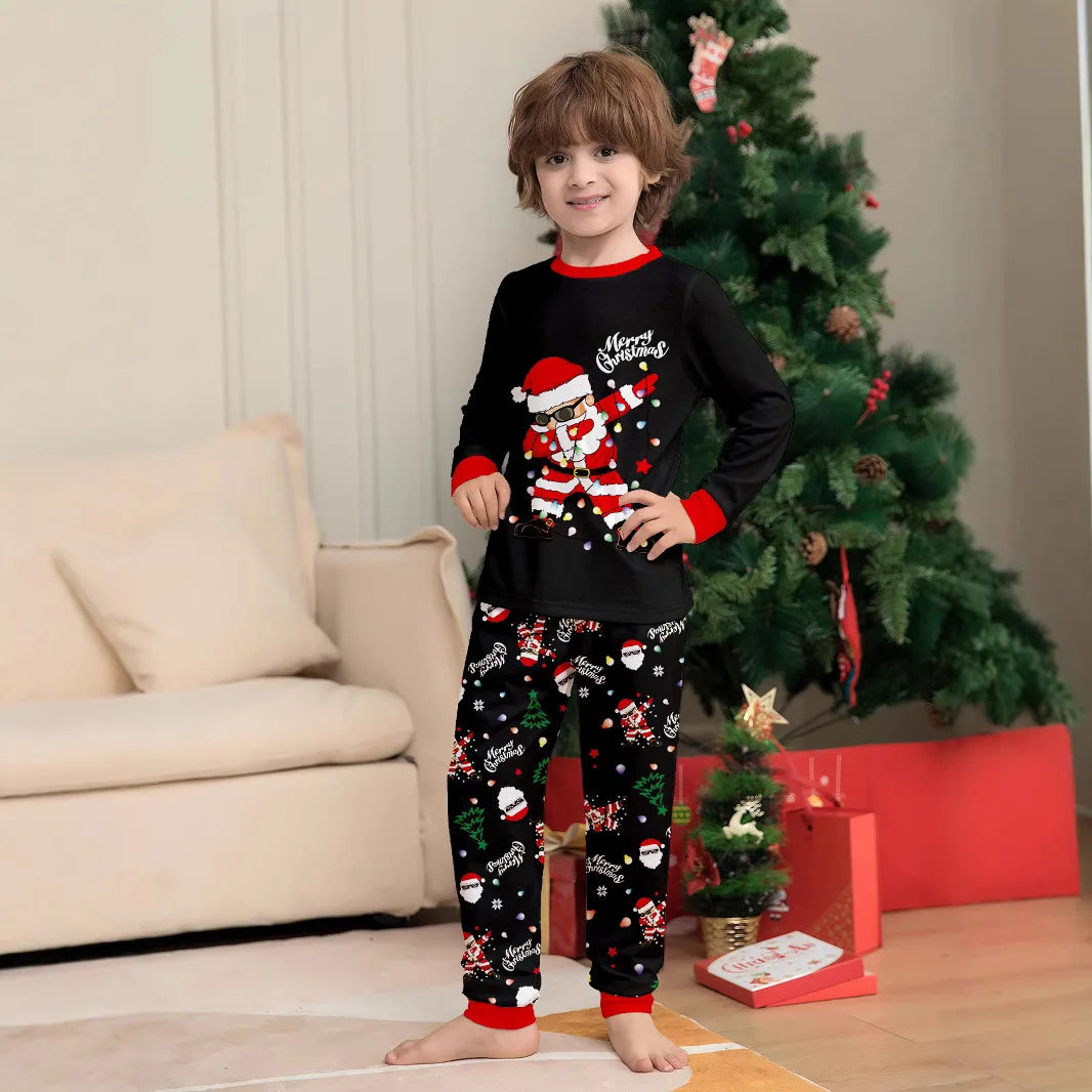 Christmas Family Matching Pajamas Mother Daughter Father Son Cartoon Santa Claus Print Set Soft Sleepwear Xmas Family Look Pjs